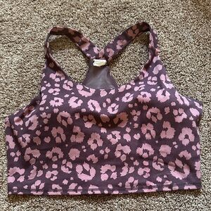 Pink Leopard Print Racerback Sports Bra - L